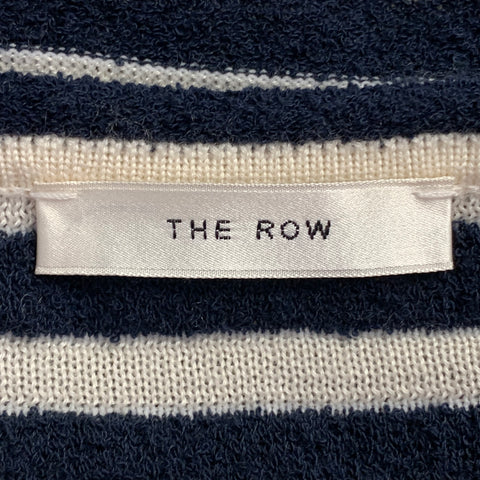 THE ROW Size L Navy White Cashmere Cotton Silk Blend Terry Reverse Seams Pullover