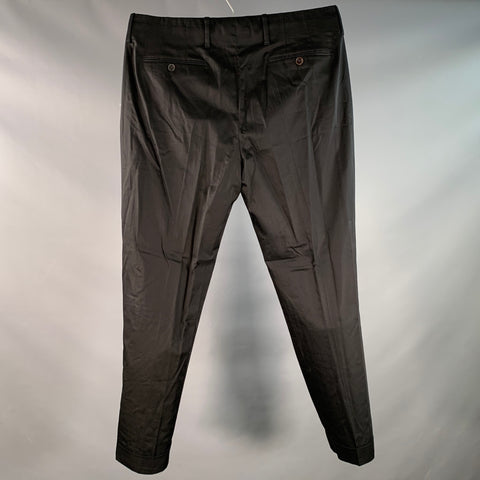 PAUL SMITH Size 34 Black Cotton Pleated Formal Tapered Dress Pants
