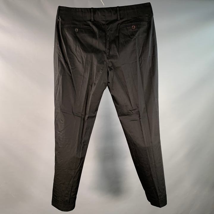 PAUL SMITH Size 34 Black Cotton Pleated Formal Tapered Dress Pants