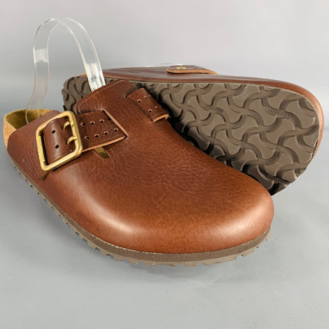 BIRKENSTOCK Size 11 Brown Gold Leather Slip On Sandals
