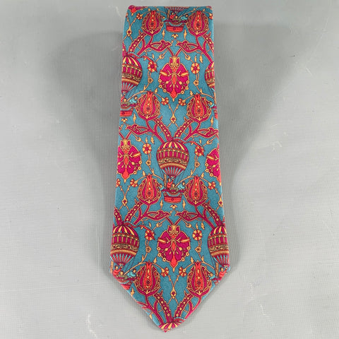 SALVATORE FERRAGAMO Blue Red Hot Air Balloons Silk Tie