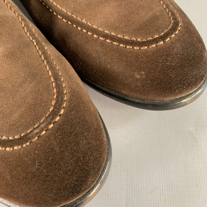 GUCCI Size 10 Chocolate Brown Suede Tassels Loafers