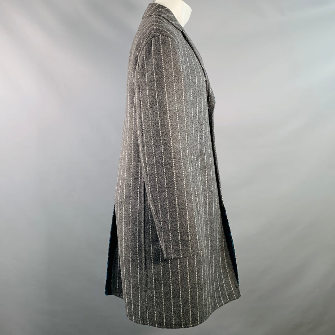 PAUL SMITH Size 38 Grey Chalkstripe Wool Blend Notch Lapel Coat