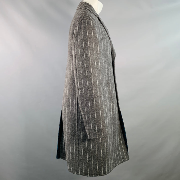 PAUL SMITH Size 38 Grey Chalkstripe Wool Blend Notch Lapel Coat