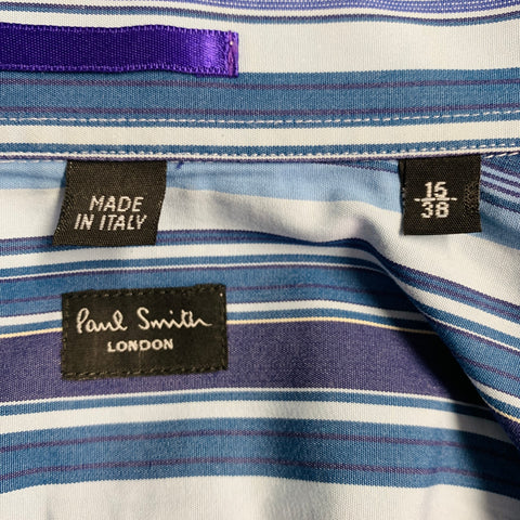 PAUL SMITH Size S Blue Navy Stripe Cotton French Cuff Long Sleeve Shirt