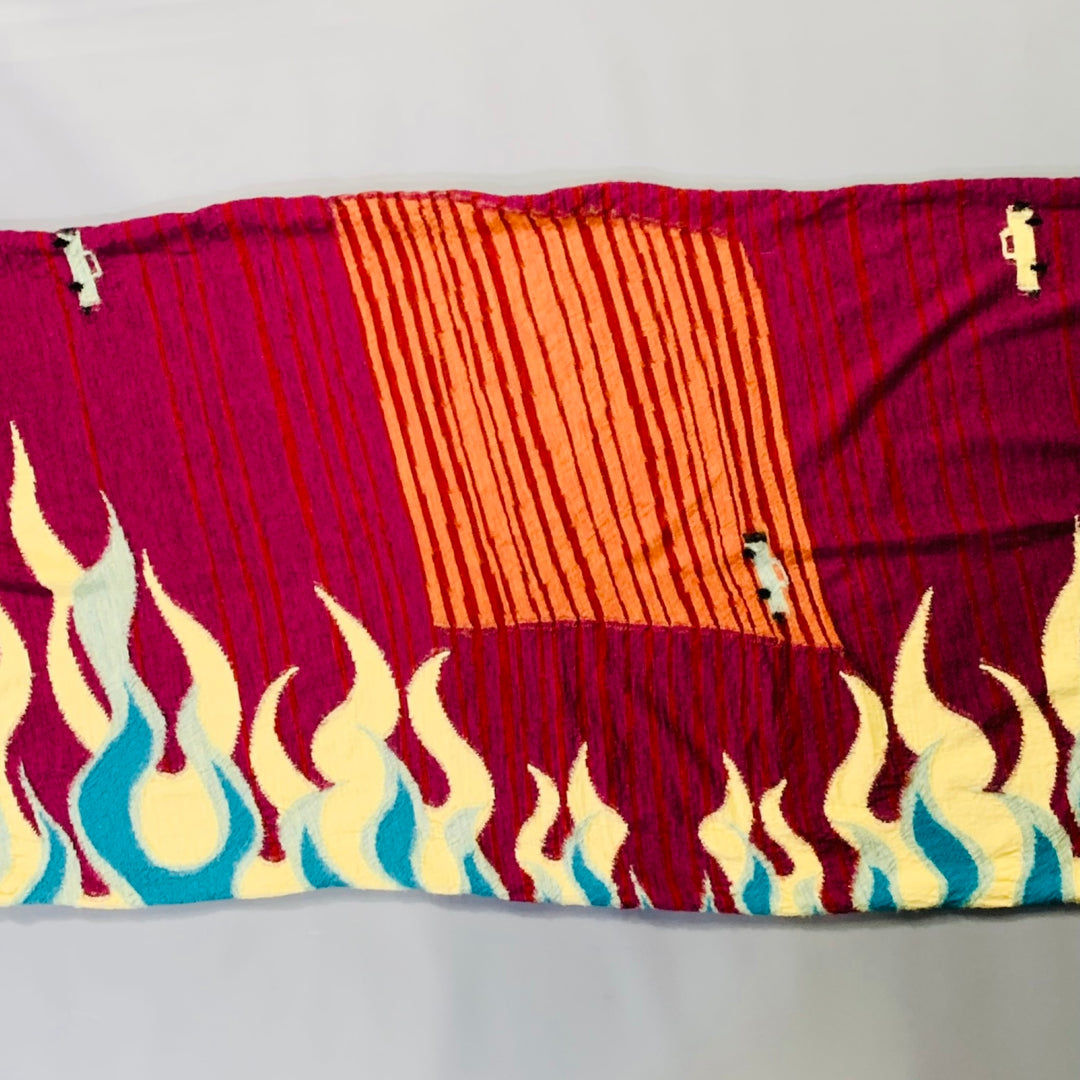 KAPITAL Multi Color Flames Cars Wool Scarf
