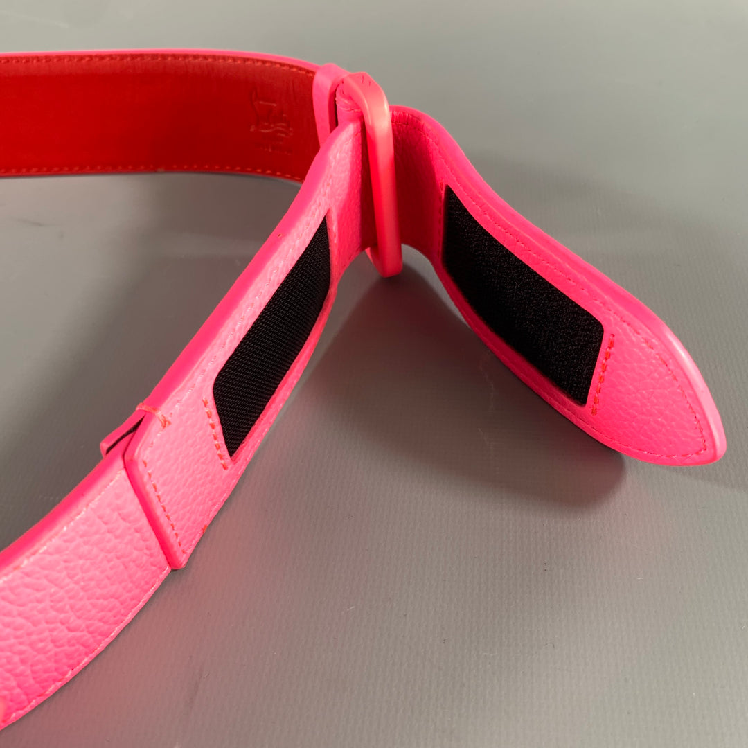 CHRISTIAN LOUBOUTIN Size 38 Pink Red Studded Leather Belt