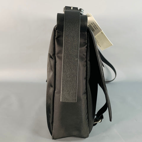 VALENTINO Black Nylon Leather Monogram Messenger Bag