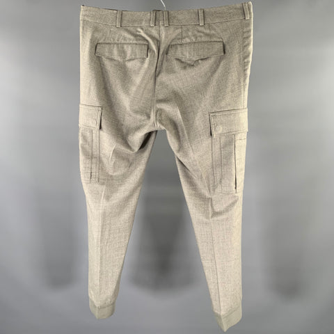 RALPH LAUREN Size 34 Gray Heather Wool Blend Cargo Dress Pants