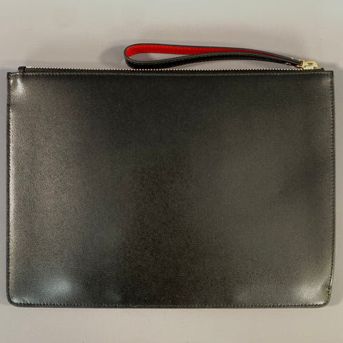 FERRAGAMO SS2019 Black Red DP-22D299 Leather Wristlet Bag