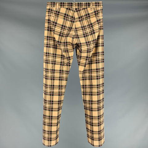 LEVI STRAUSS Size 32 Tan Red Black Plaid Cotton Straight Casual Pants