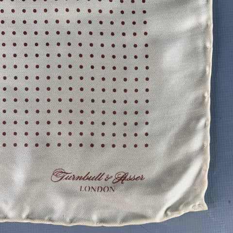 TURNBULL & ASSER Yellow Brown Polka Dot Silk Pocket Square