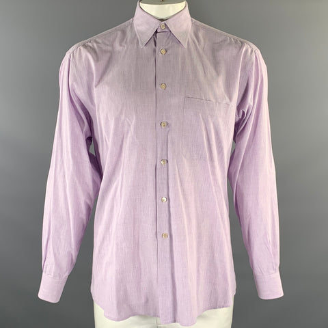 ERMENEGILDO ZEGNA Size XL Purple Lilac Heather Cotton Long Sleeve Shirt