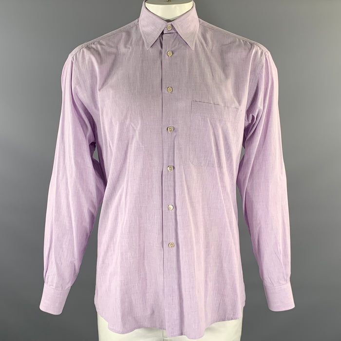 ERMENEGILDO ZEGNA Size XL Purple Lilac Heather Cotton Long Sleeve Shirt