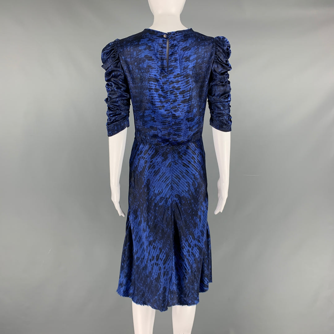 ISABEL MARANT Size 2 Blue Black Silk Print A-Line Dress