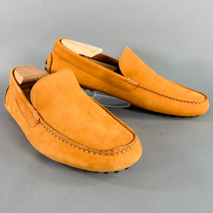 M. GEMI Size 10 Orange Suede Drivers Loafers