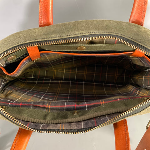 JACK SPADE Olive Tan Solid Canvas Messenger Bag