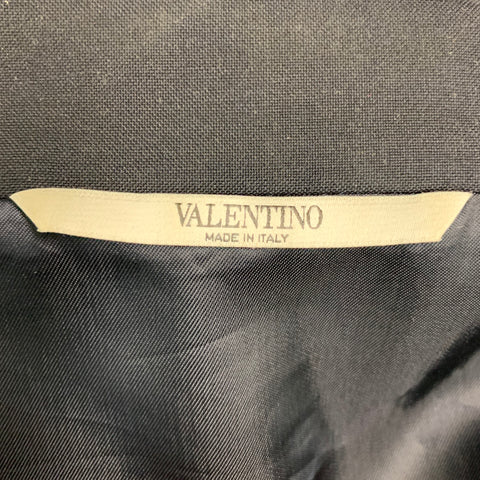 VALENTINO Size 40 Navy Grey Stripe Wool Blend Zip Up Jacket