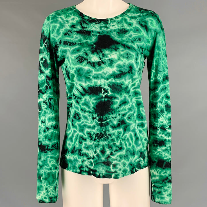 PROENZA SCHOULER Size S Green Black Cotton Tie Dye Long Sleeve Casual Top