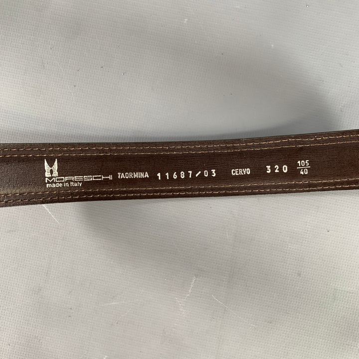 MORESCHI Size 38 Brown Olive Mixed Pattern Leather Belt