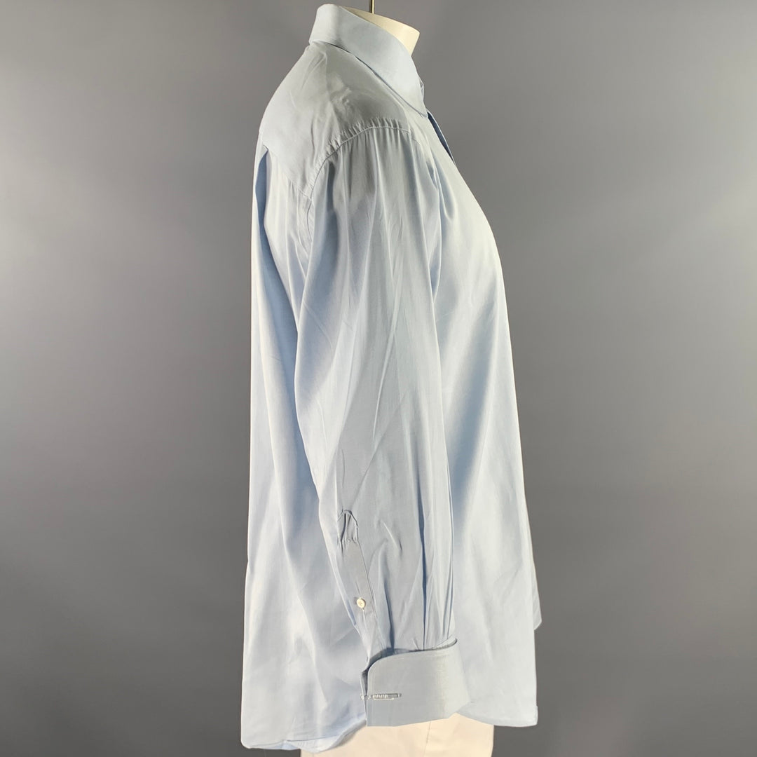 ERMENEGILDO ZEGNA Size L Light Blue Heather Cotton Long Sleeve Shirt