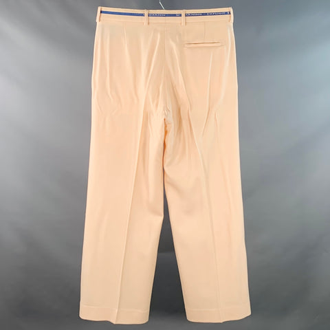 WALTER VAN BEIRENDONCK Size 34 Beige Pink Twill Wool Pleated Dress Pants