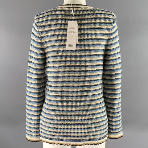 VERONICA BEARD Size S Blue White Gold Stripe Cotton Polyamide Cardigan
