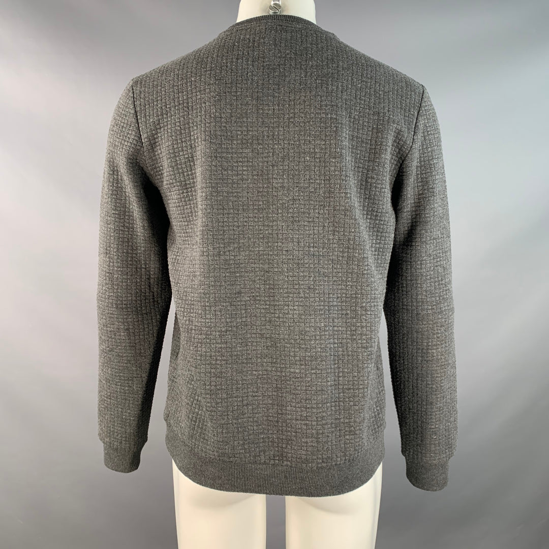REISS Size M Green Charcoal Quilted Polyester Blend Crew-Neck Pullover