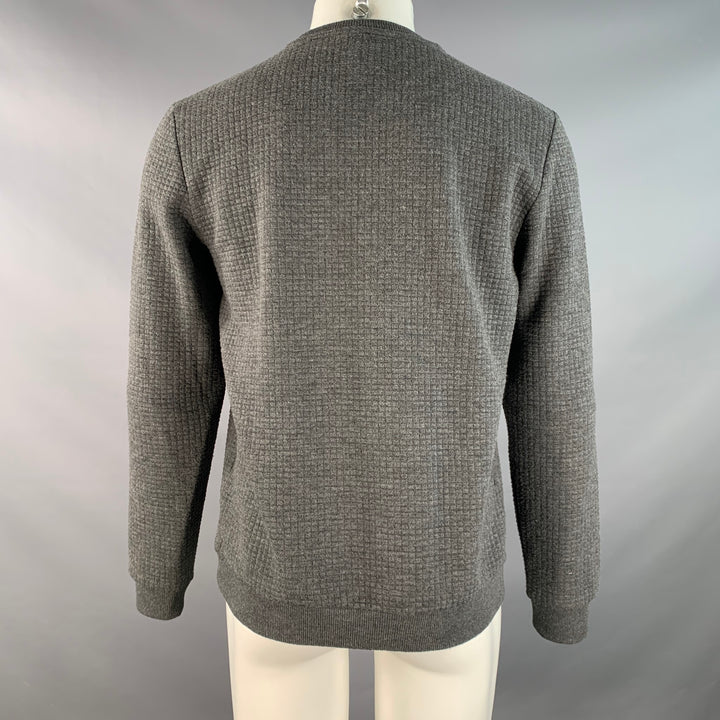 REISS Size M Green Charcoal Quilted Polyester Blend Crew-Neck Pullover