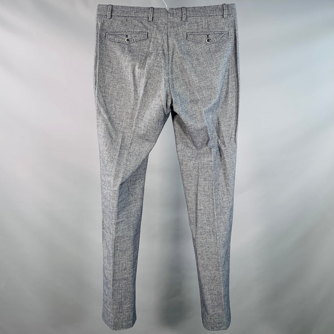 MASSIMO DUTTI Size 34 Navy White Woven Cotton Linen Straight Dress Pants