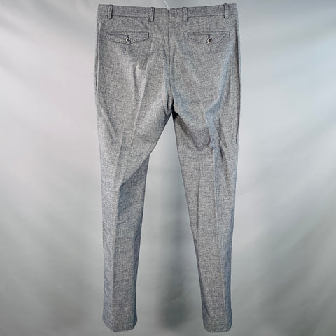 MASSIMO DUTTI Size 34 Navy White Woven Cotton Linen Straight Dress Pants