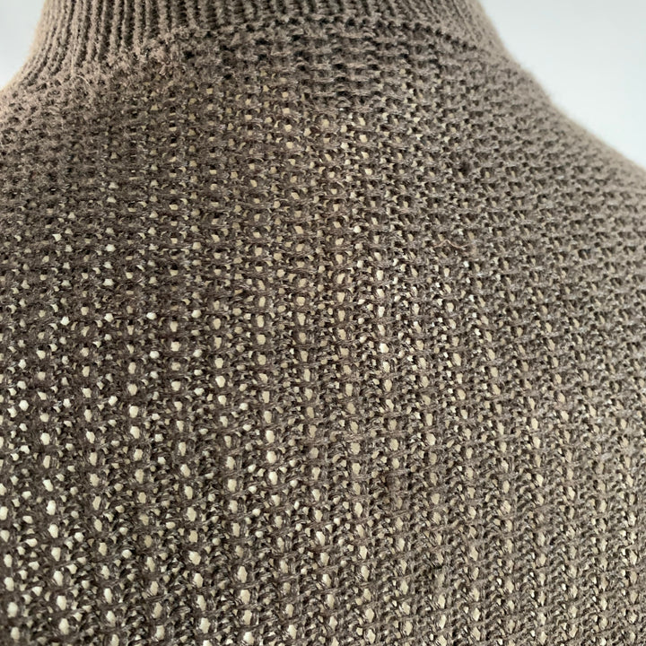 JOHN VARVATOS Size M Brown Waffle Knit Linen Collarless Cardigan