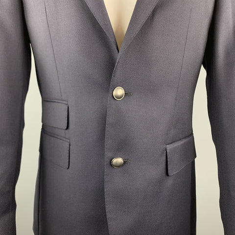HUGO BOSS Size 36 Navy Woven Wool Notch Lapel Sport Coat