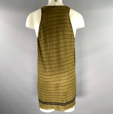 HAIDER ACKERMANN Size M Black Olive Stripe Cashmere Cotton Tank Top