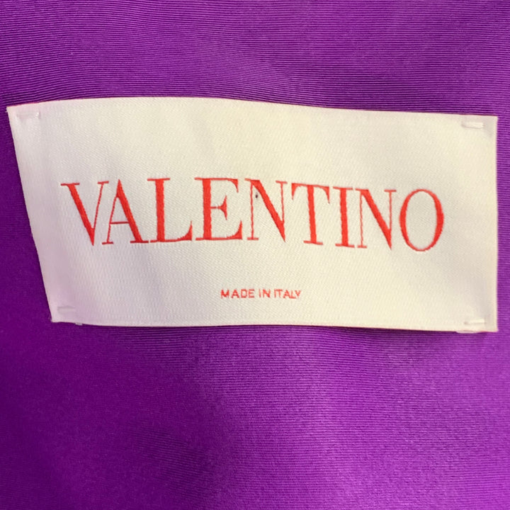 VALENTINO Size 4 Purple Silk Peak Lapel Drawstring Jacket Blazer