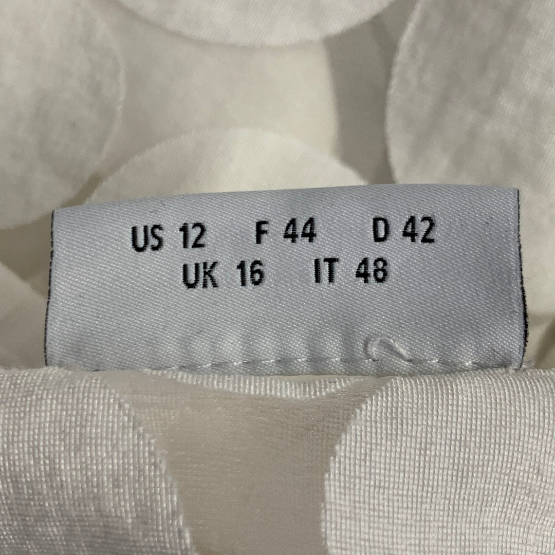 AKRIS Size 12 White Cotton Polka Dot Point Collar Button Up Shirt