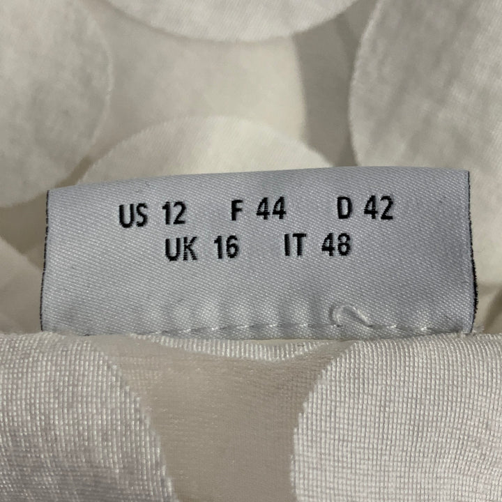 AKRIS Size 12 White Cotton Polka Dot Point Collar Button Up Shirt