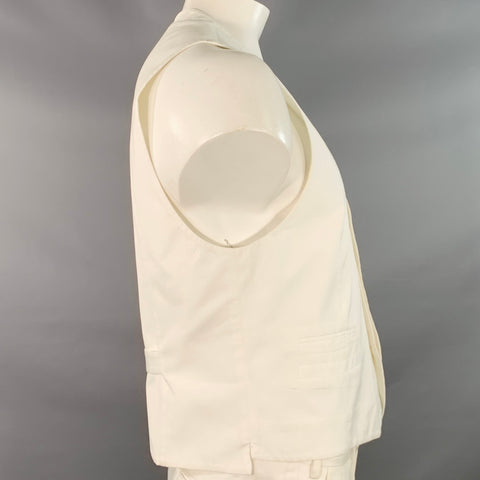PRADA Size 44 White Cotton Logo Hidden Buttons Vest
