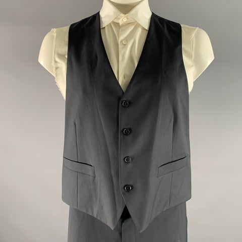 CALVIN KLEIN Size 44 Navy Wool Peak Lapel 3 Piece Tuxedo