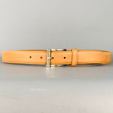 NEIMAN MARCUS Size 32 Camel Silver Leather Belt