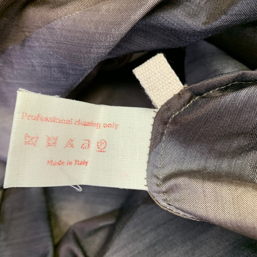 MARNI Size 2 Brown Beige Polyester Taffeta Diamond 3/4 Sleeves Dress