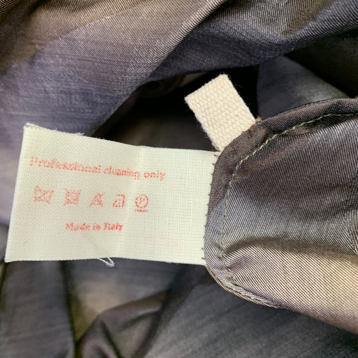 MARNI Size 2 Brown Beige Polyester Taffeta Diamond 3/4 Sleeves Dress