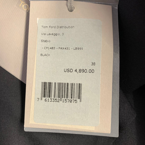 TOM FORD Size 2 Black Virgin Wool Blend Double Breasted Trench Coat