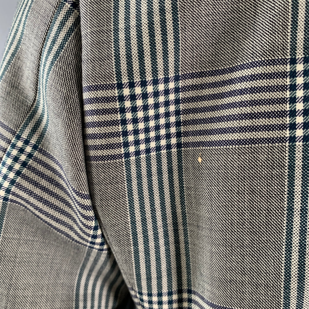 PORTS 1961Size 40 Grey Navy Plaid Wool Peak Lapel Sport Coat