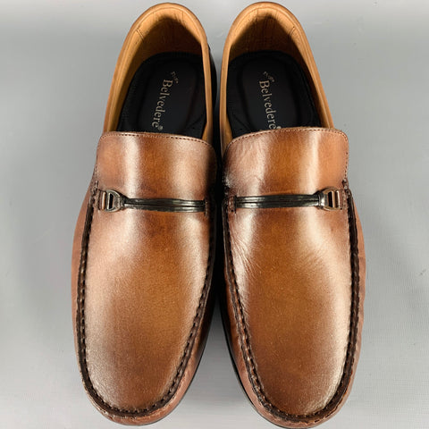 BELVEDERE Size 9 -Elkan- Brown Leather Loafers
