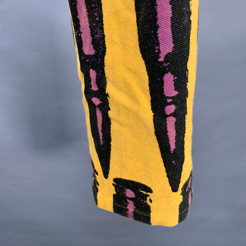 STEPHEN SPROUSE Vintage FW88 Size 31 Yellow Purple Black Bullet Print Cotton Tapered Jeans
