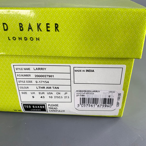 TED BAKER Size 10 Larriy Brown Perforated Leather Wingtip Lace-Up Shoes