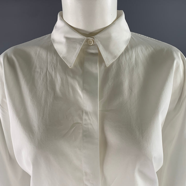 LORO PIANA Size 12 White Cotton Dress Shirt