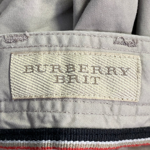 BURBERRY BRIT Size 33 Khaki Twill Cotton Side Tabs Pleated Tapered Casual Pants