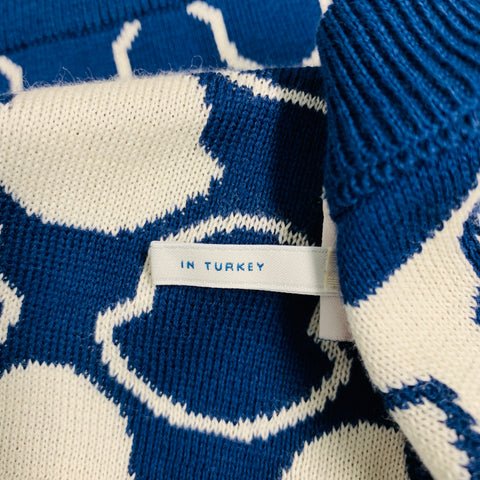 MONCLER Size XL Navy White Logo Cotton Crew Neck Pullover